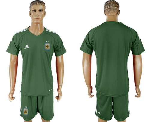 Argentina Blank Army Green Goalkeeper Soccer Country Jersey - Click Image to Close